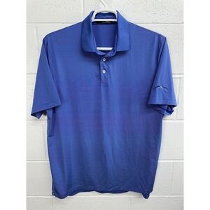 Ralph‎ Lauren RLX Polo Shirt Mens Large Blue Striped Performance Golf Wicking